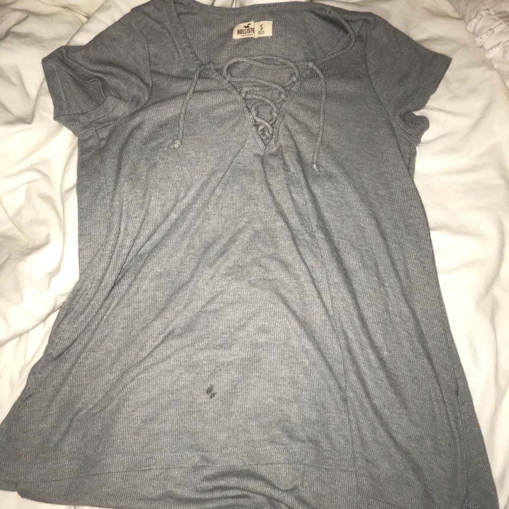 Tie front gray shirt